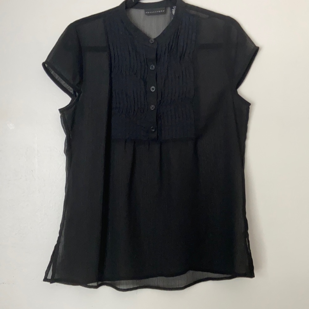 Black shear short sleeve top